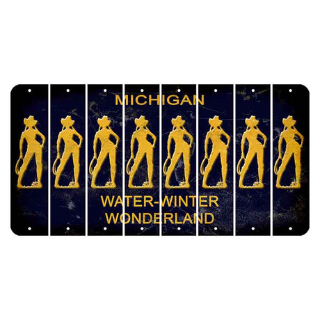 Michigan Water Winter Wonderland Cut License Plate Strips (Set of 8) Cowgirl