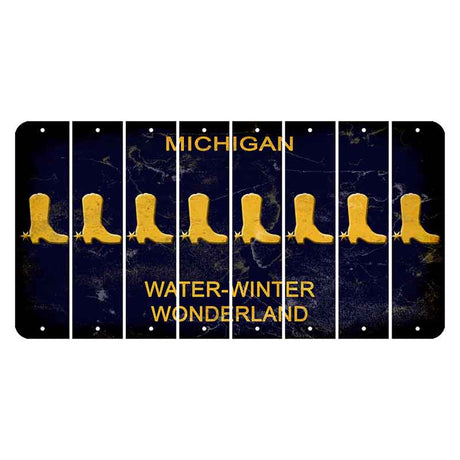 Michigan Water Winter Wonderland Cut License Plate Strips (Set of 8) Cowboy Boot