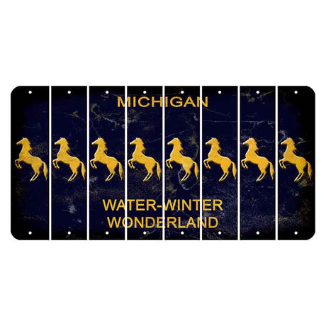 Michigan Water Winter Wonderland Cut License Plate Strips (Set of 8) Horse