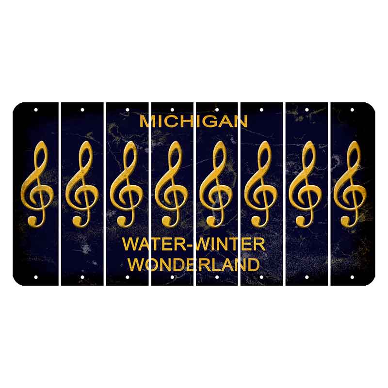 Michigan Water Winter Wonderland Cut License Plate Strips (Set of 8) Music Note