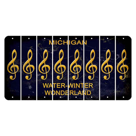 Michigan Water Winter Wonderland Cut License Plate Strips (Set of 8) Music Note