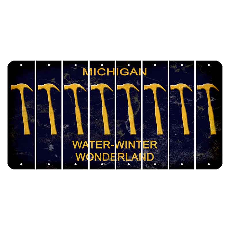 Michigan Water Winter Wonderland Cut License Plate Strips (Set of 8) Hammer