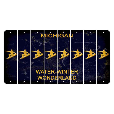 Michigan Water Winter Wonderland Cut License Plate Strips (Set of 8) Snowboarder