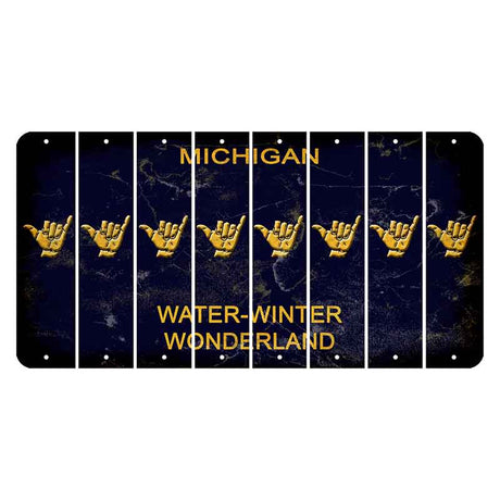 Michigan Water Winter Wonderland Cut License Plate Strips (Set of 8) Hang Loose