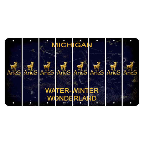 Michigan Water Winter Wonderland Cut License Plate Strips (Set of 8) Zodiac Sign - Aries