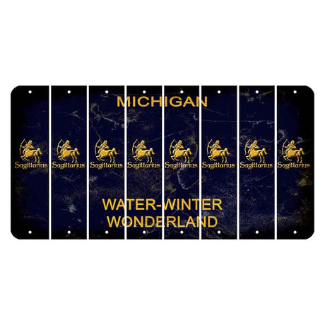 Michigan Water Winter Wonderland Cut License Plate Strips (Set of 8) Zodiac Sign - Sagittarius