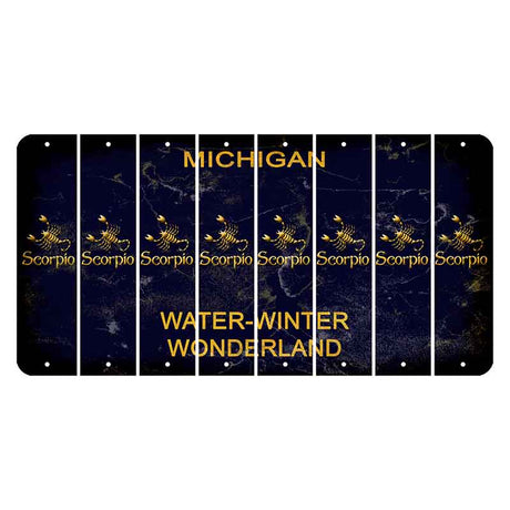 Michigan Water Winter Wonderland Cut License Plate Strips (Set of 8) Zodiac Sign - Scorpio