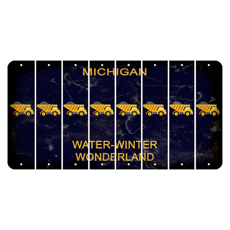 Michigan Water Winter Wonderland Cut License Plate Strips (Set of 8) Dump Truck