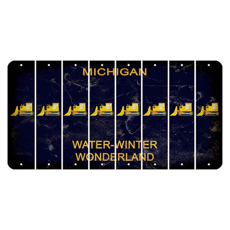 Michigan Water Winter Wonderland Cut License Plate Strips (Set of 8) Dozer