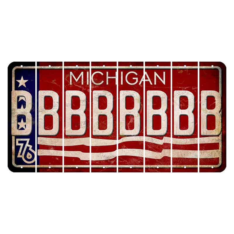 Michigan 1976 Bicentennial Cut License Plate Strips (Set of 8) B