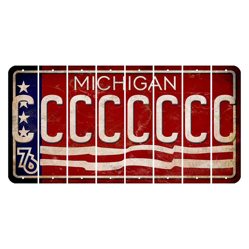 Michigan 1976 Bicentennial Cut License Plate Strips (Set of 8) C