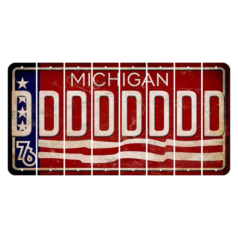 Michigan 1976 Bicentennial Cut License Plate Strips (Set of 8) D