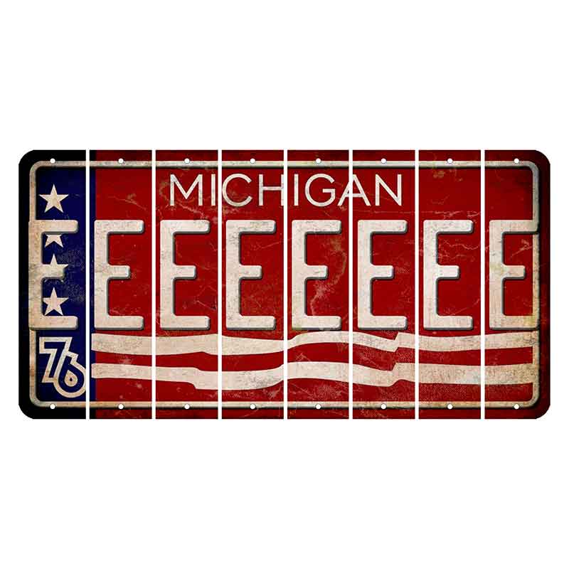 Michigan 1976 Bicentennial Cut License Plate Strips (Set of 8) E