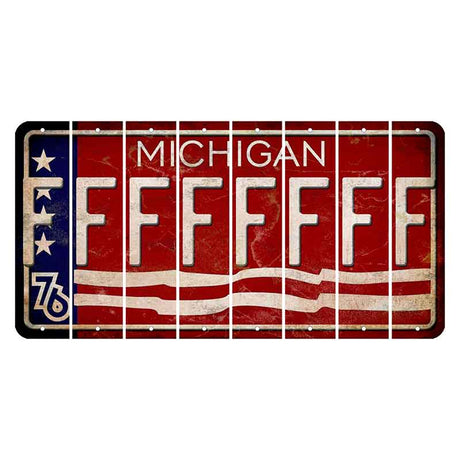 Michigan 1976 Bicentennial Cut License Plate Strips (Set of 8) F