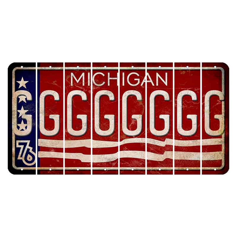 Michigan 1976 Bicentennial Cut License Plate Strips (Set of 8) G