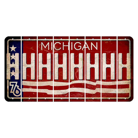 Michigan 1976 Bicentennial Cut License Plate Strips (Set of 8) H