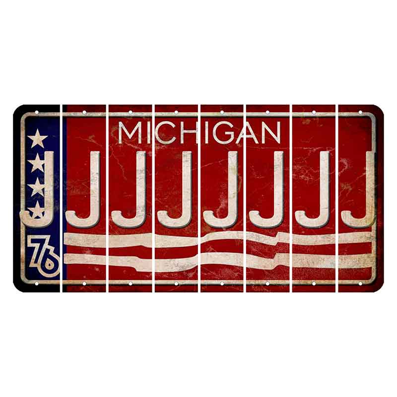 Michigan 1976 Bicentennial Cut License Plate Strips (Set of 8) J