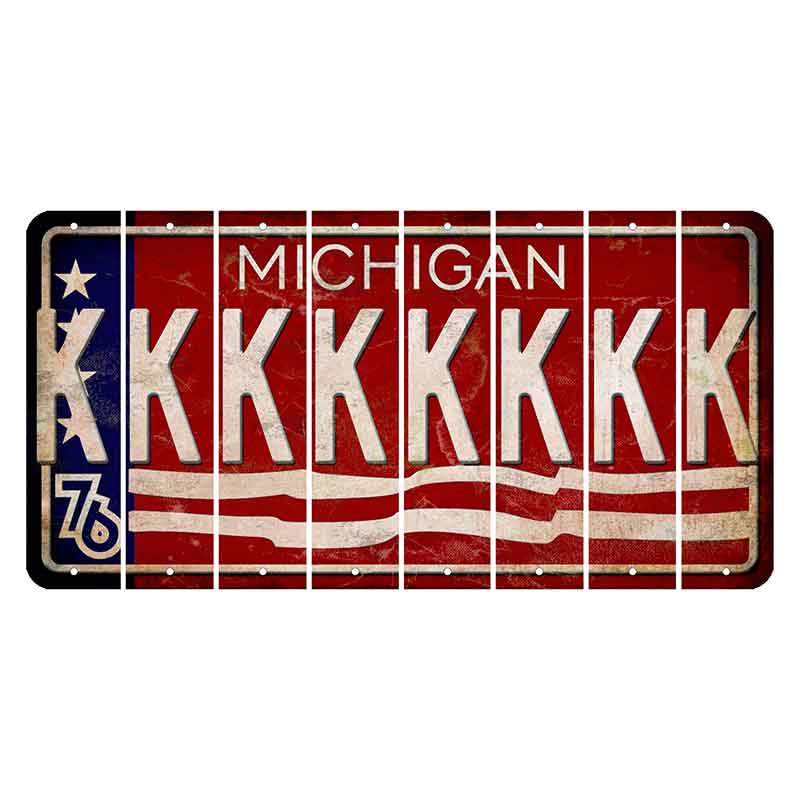 Michigan 1976 Bicentennial Cut License Plate Strips (Set of 8) K