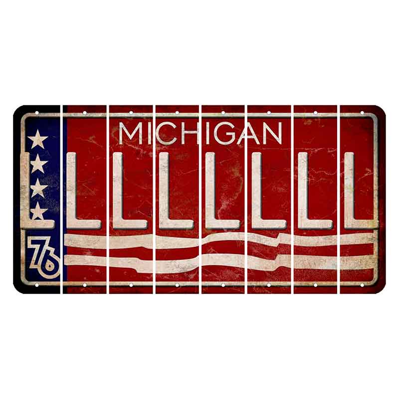 Michigan 1976 Bicentennial Cut License Plate Strips (Set of 8) L