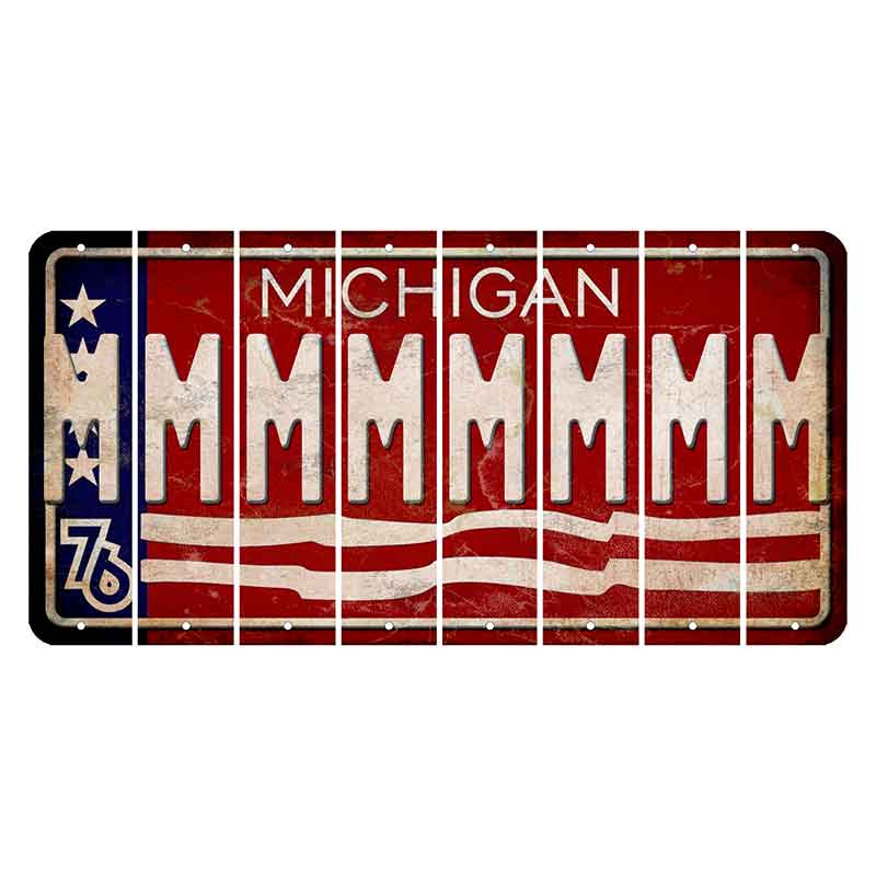 Michigan 1976 Bicentennial Cut License Plate Strips (Set of 8) M