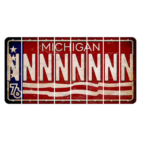 Michigan 1976 Bicentennial Cut License Plate Strips (Set of 8) N