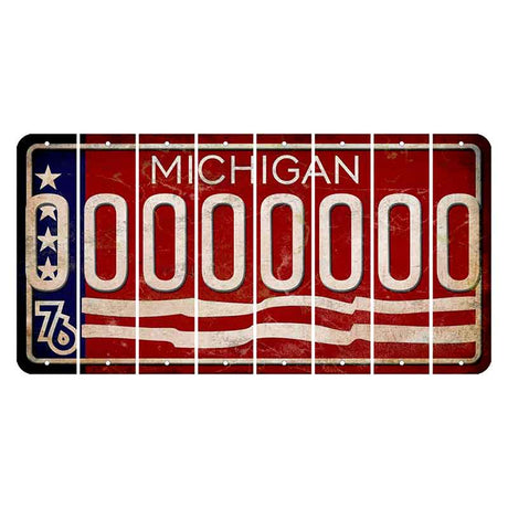 Michigan 1976 Bicentennial Cut License Plate Strips (Set of 8) O