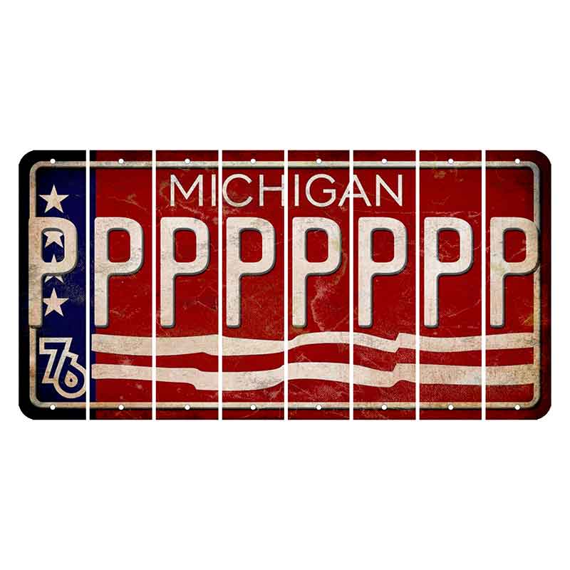 Michigan 1976 Bicentennial Cut License Plate Strips (Set of 8) P