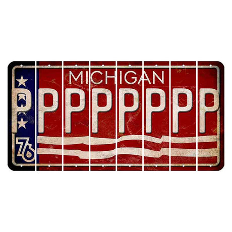 Michigan 1976 Bicentennial Cut License Plate Strips (Set of 8) P