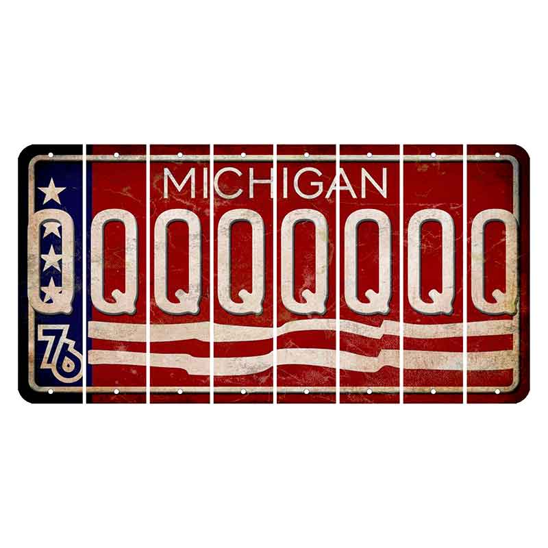 Michigan 1976 Bicentennial Cut License Plate Strips (Set of 8) Q