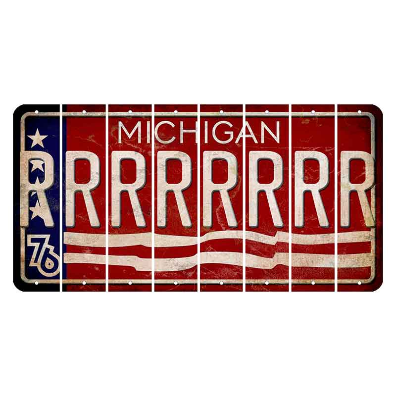 Michigan 1976 Bicentennial Cut License Plate Strips (Set of 8) R