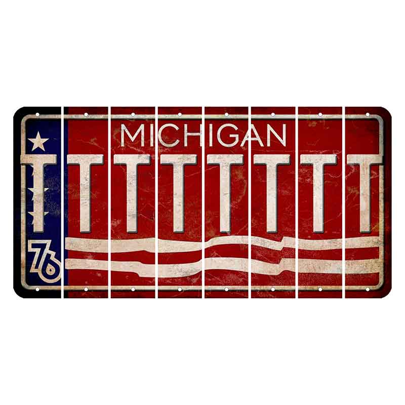 Michigan 1976 Bicentennial Cut License Plate Strips (Set of 8) T