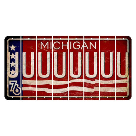 Michigan 1976 Bicentennial Cut License Plate Strips (Set of 8) U