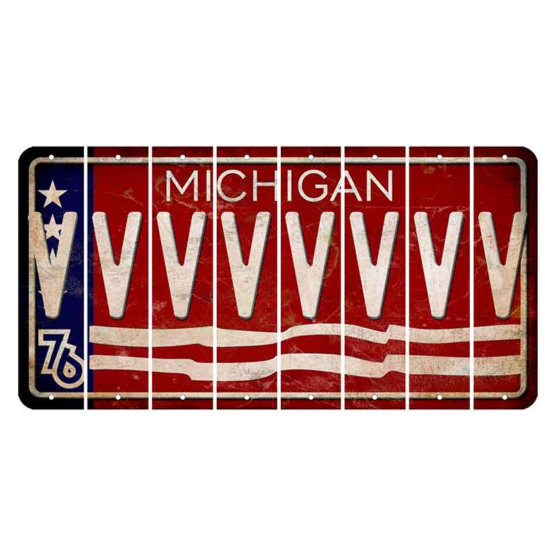 Michigan 1976 Bicentennial Cut License Plate Strips (Set of 8) V