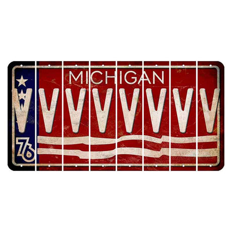 Michigan 1976 Bicentennial Cut License Plate Strips (Set of 8) V