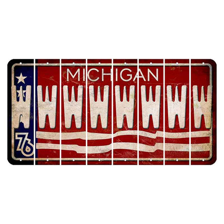 Michigan 1976 Bicentennial Cut License Plate Strips (Set of 8) W