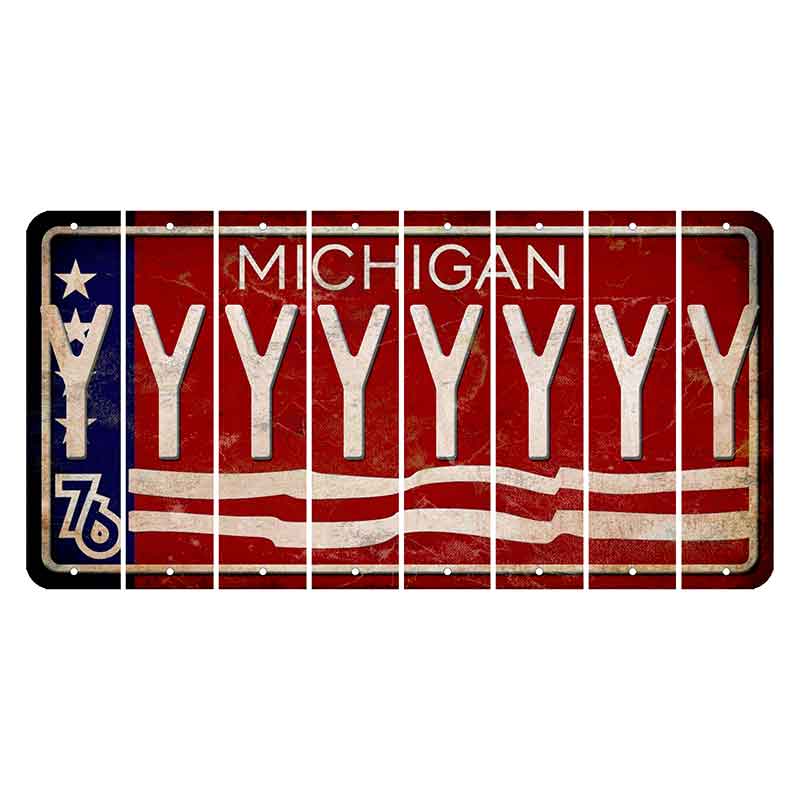 Michigan 1976 Bicentennial Cut License Plate Strips (Set of 8) Y