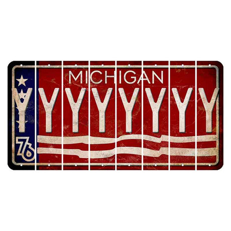 Michigan 1976 Bicentennial Cut License Plate Strips (Set of 8) Y