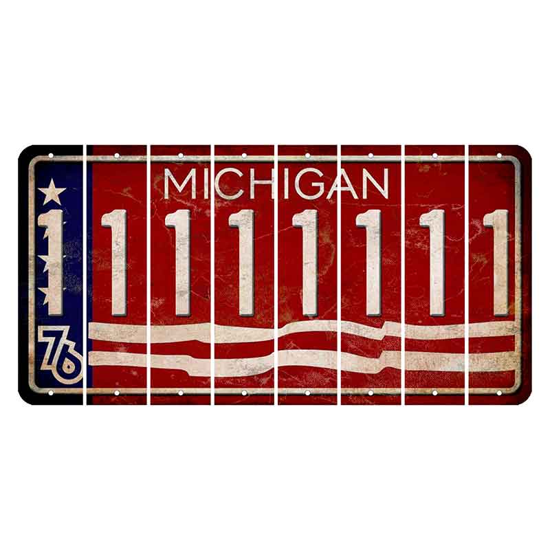 Michigan 1976 Bicentennial Cut License Plate Strips (Set of 8) 1