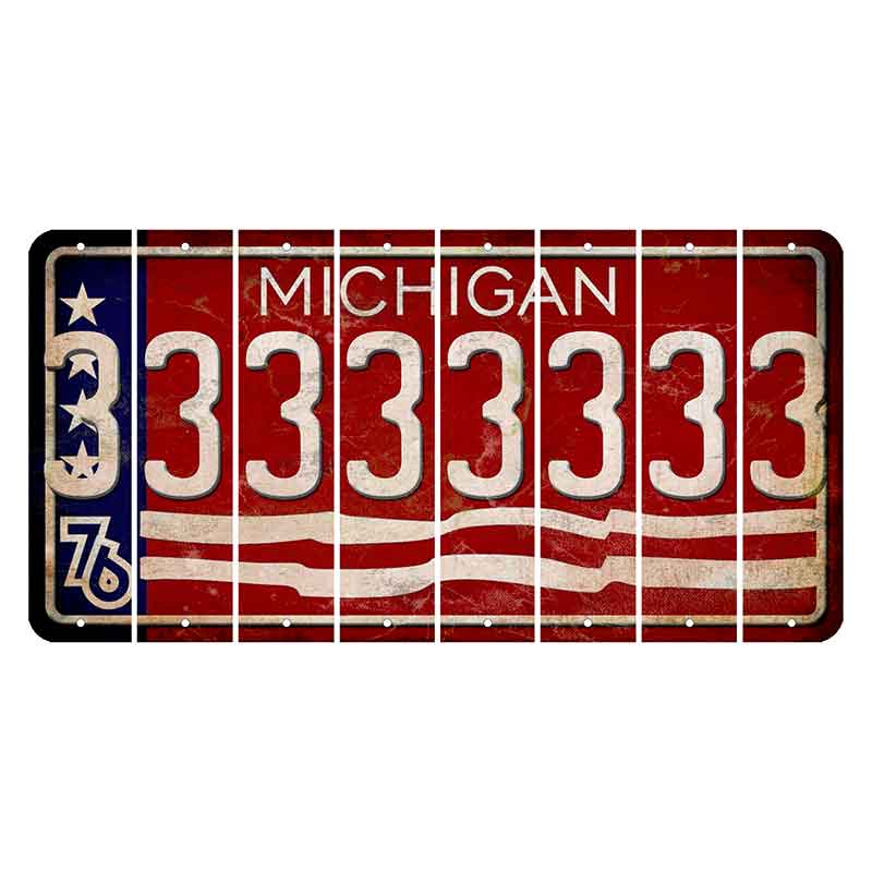 Michigan 1976 Bicentennial Cut License Plate Strips (Set of 8) 3