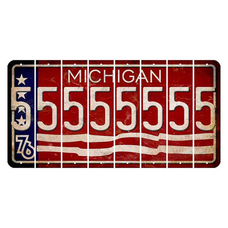 Michigan 1976 Bicentennial Cut License Plate Strips (Set of 8) 5