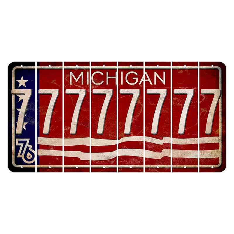 Michigan 1976 Bicentennial Cut License Plate Strips (Set of 8) 7