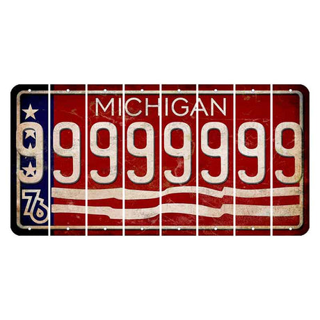 Michigan 1976 Bicentennial Cut License Plate Strips (Set of 8) 9