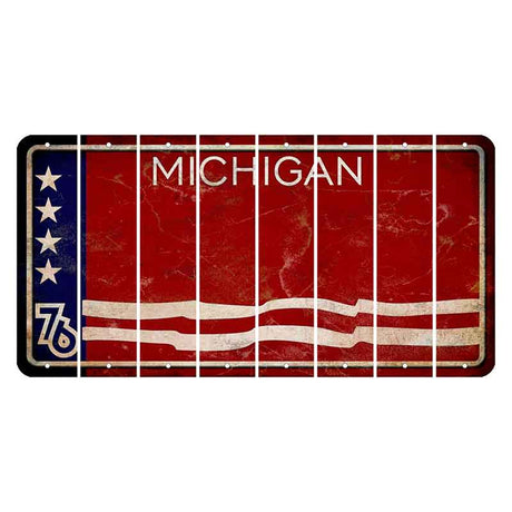 Michigan 1976 Bicentennial Cut License Plate Strips (Set of 8) Blank