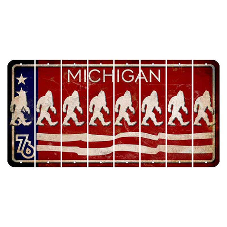 Michigan 1976 Bicentennial Cut License Plate Strips (Set of 8) Bigfoot