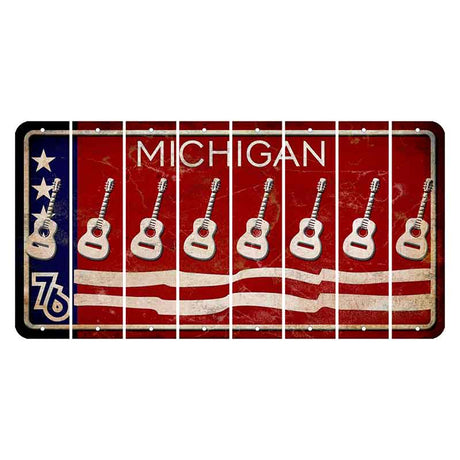 Michigan 1976 Bicentennial Cut License Plate Strips (Set of 8) Guitar