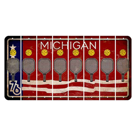 Michigan 1976 Bicentennial Cut License Plate Strips (Set of 8) Pickleball