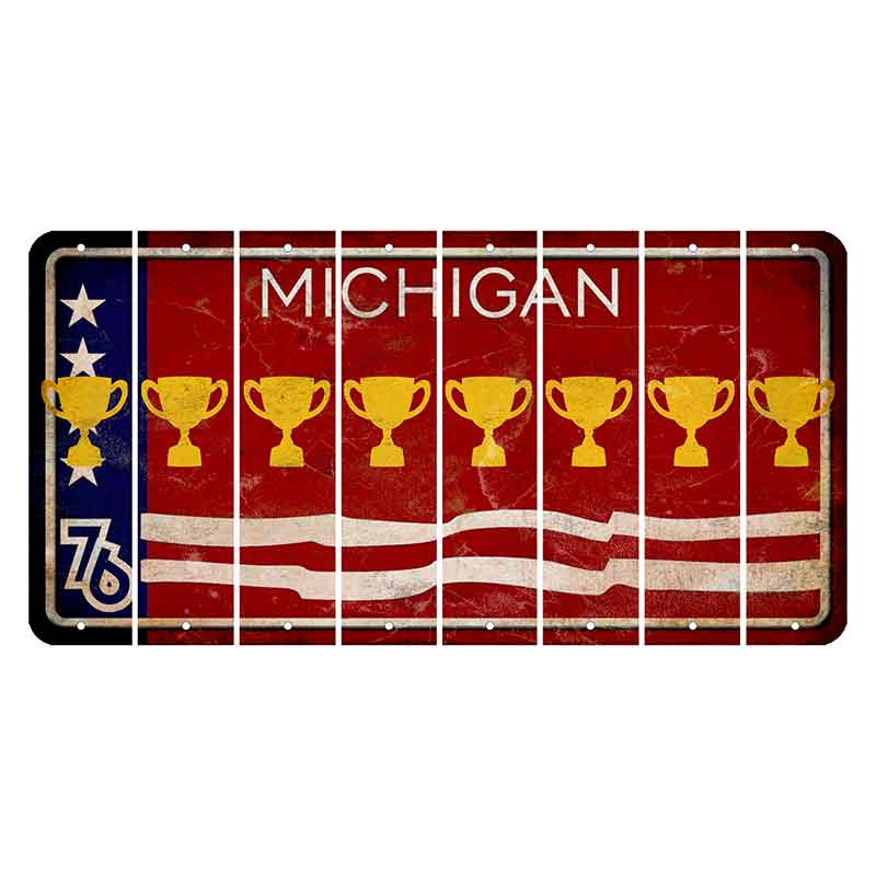 Michigan 1976 Bicentennial Cut License Plate Strips (Set of 8) Trophy