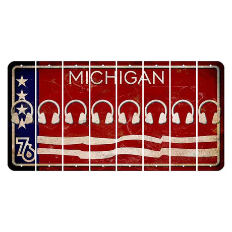 Michigan 1976 Bicentennial Cut License Plate Strips (Set of 8) Headphones