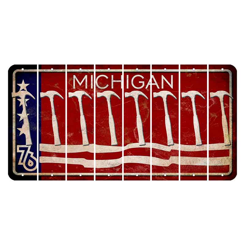 Michigan 1976 Bicentennial Cut License Plate Strips (Set of 8) Hammer