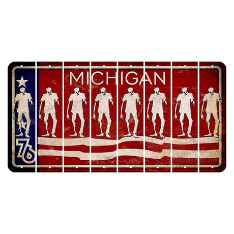 Michigan 1976 Bicentennial Cut License Plate Strips (Set of 8) Zombie